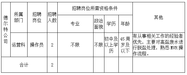 黃山德爾特科技有限公司招聘公告